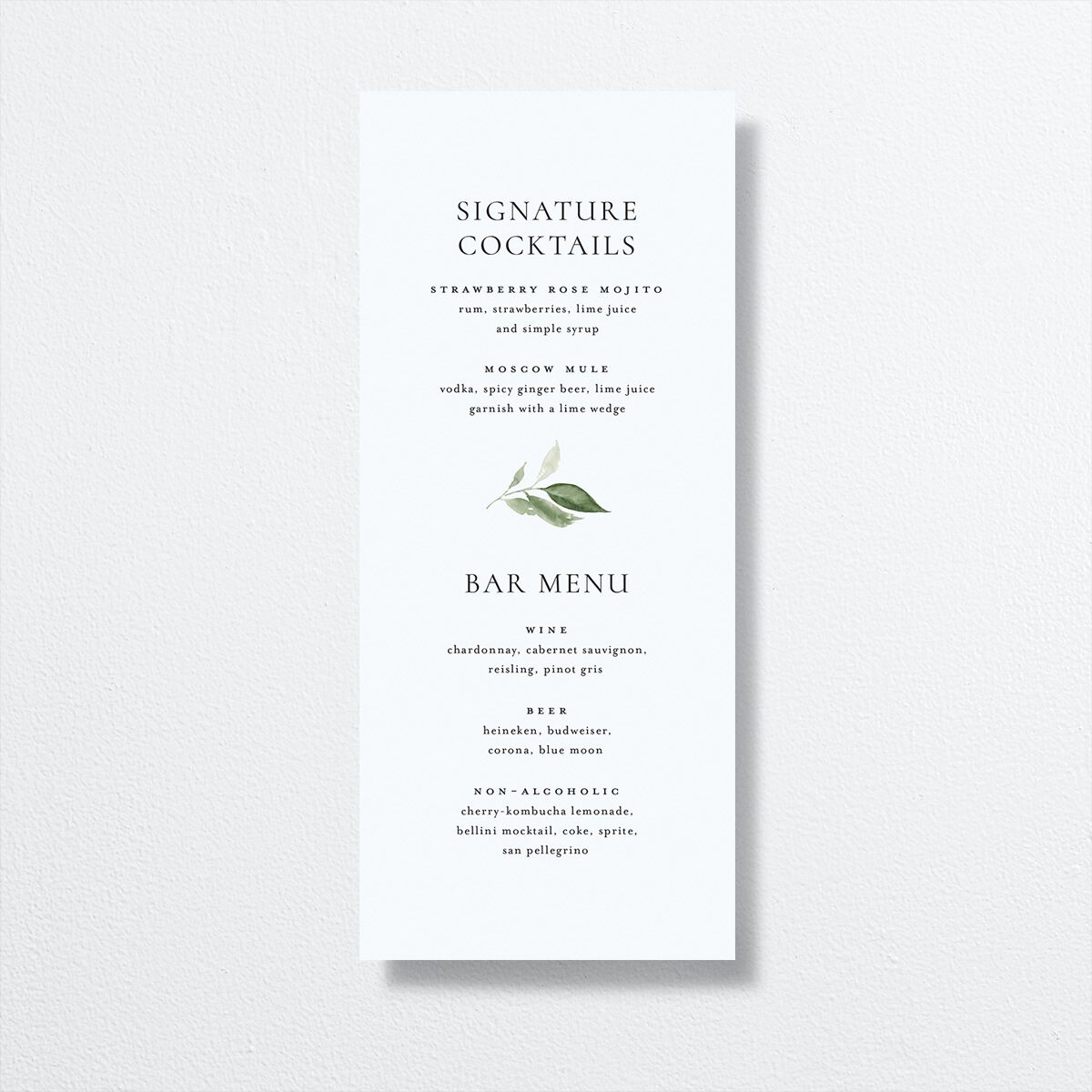 Timeless Bouquet Menus Dusty Blue Signature