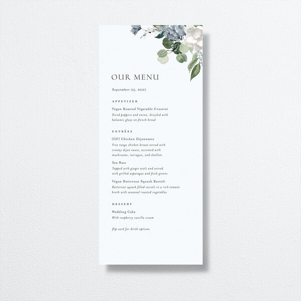 Timeless Bouquet Menus Dusty Blue Signature