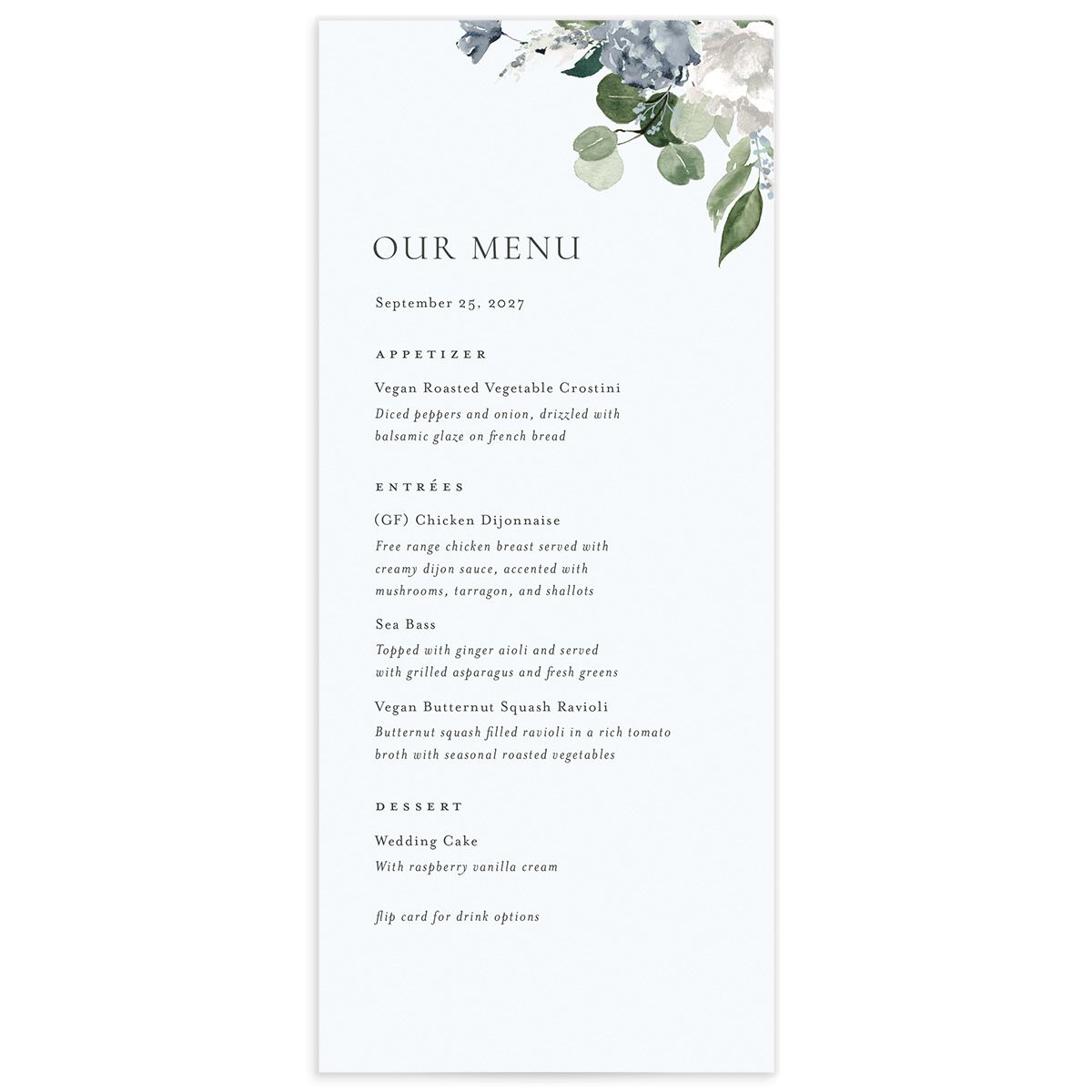 Timeless Bouquet Menus