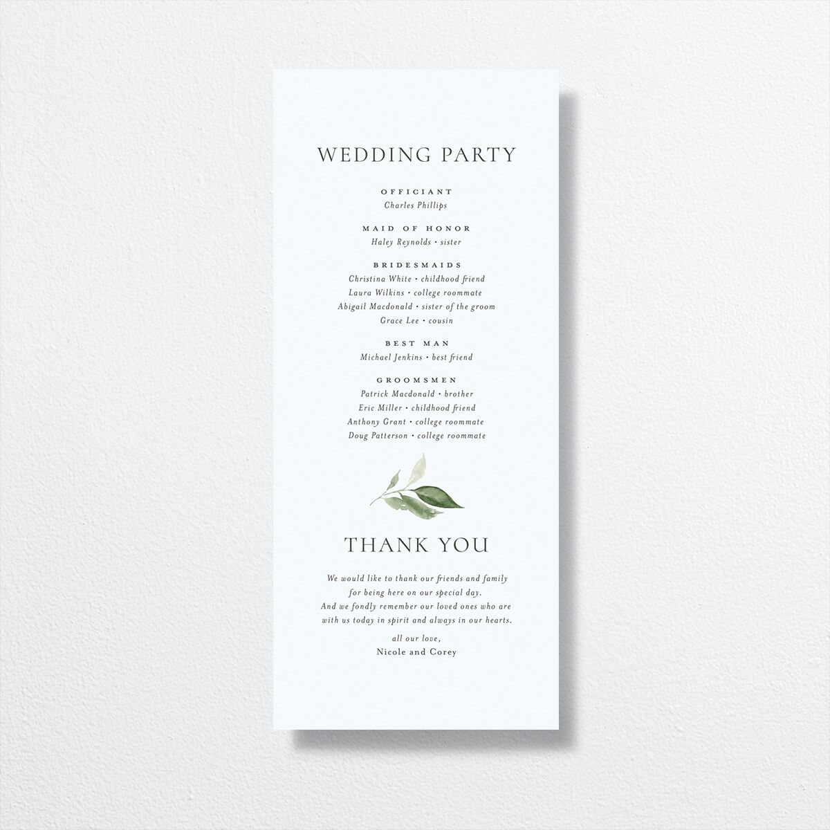 Timeless Bouquet Wedding Programs back in blue