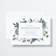 Timeless Bouquet Rehearsal Dinner Invitations Dusty Blue Signature Standard