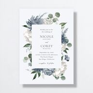 Timeless Bouquet Wedding Invitations Dusty Blue Signature No Standard