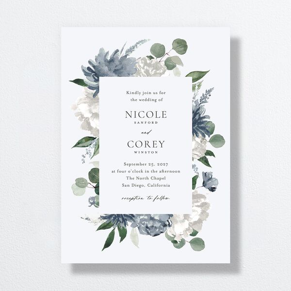 Timeless Bouquet Wedding Invitations Dusty Blue Signature No Standard