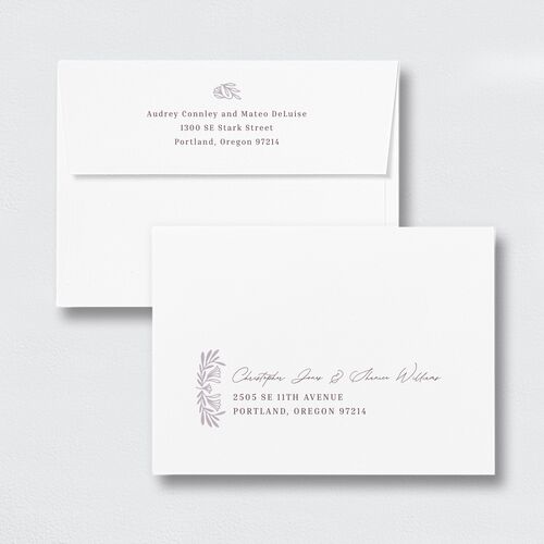Everlasting Save The Date Card Envelopes White Standard Purple Haze Both Recipient and Return Addresses Signature