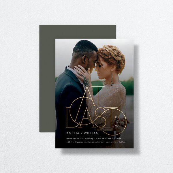 Ornate Love Song Wedding Invitations Gold Hunter Green Signature No