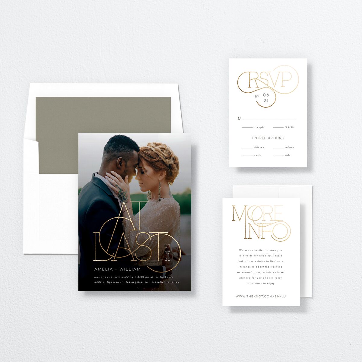 Ornate Love Song Wedding Invitations Gold Hunter Green Signature No