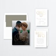 Ornate Love Song Wedding Invitations Gold Hunter Green Signature No