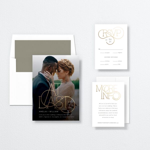 Ornate Love Song Wedding Invitations Gold Hunter Green Signature No