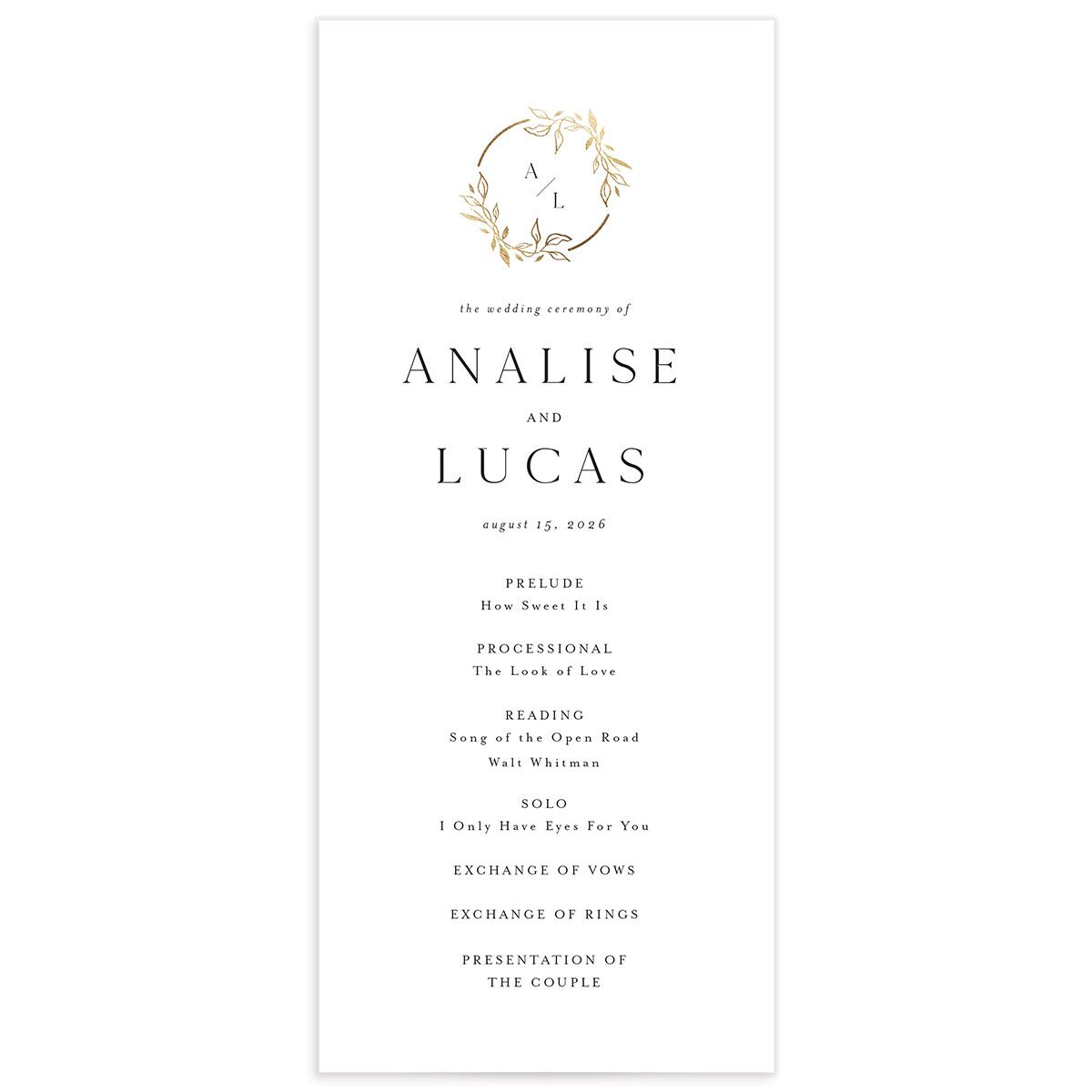 Monogram Leaves Wedding Programs