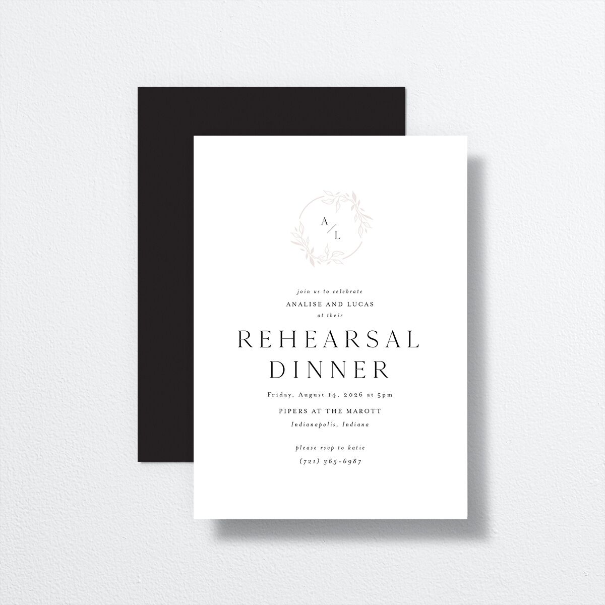 Monogram Leaves Rehearsal Dinner Invitations — view 1