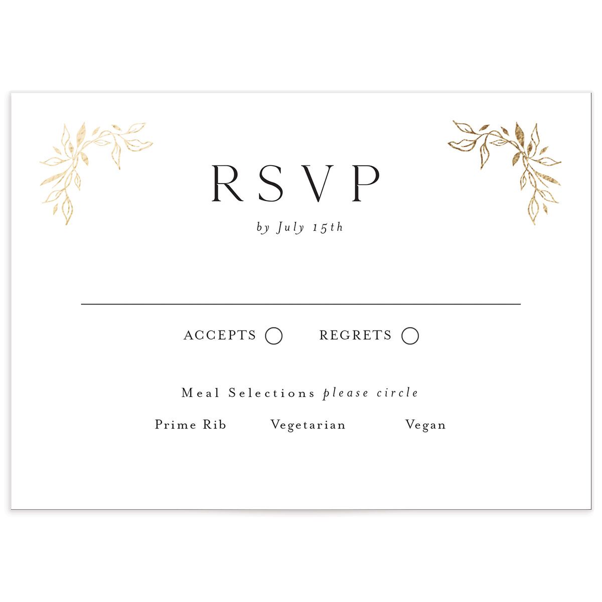 Monogram Leaves Wedding Response Cards