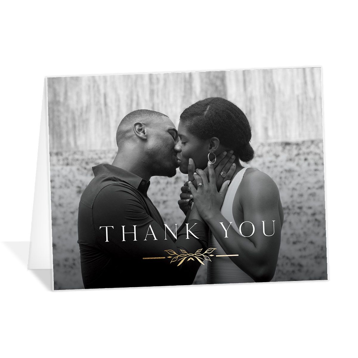 Monogram Leaves Thank You Cards