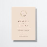 Monogram Leaves Wedding Invitations Gold Rust Signature No