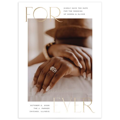 Forever Thing Save the Date Cards Gold Pure White Signature smooth No