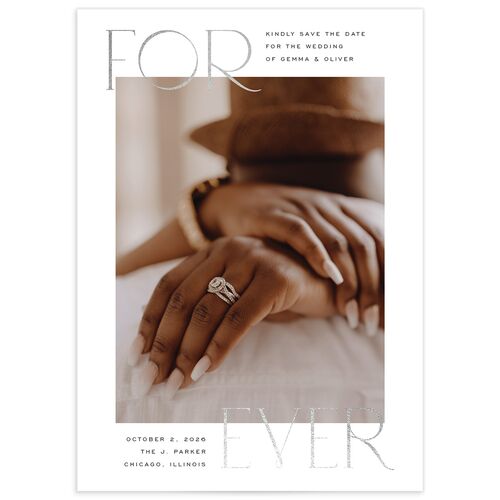 Forever Thing Save the Date Cards Silver Pure White Signature smooth No