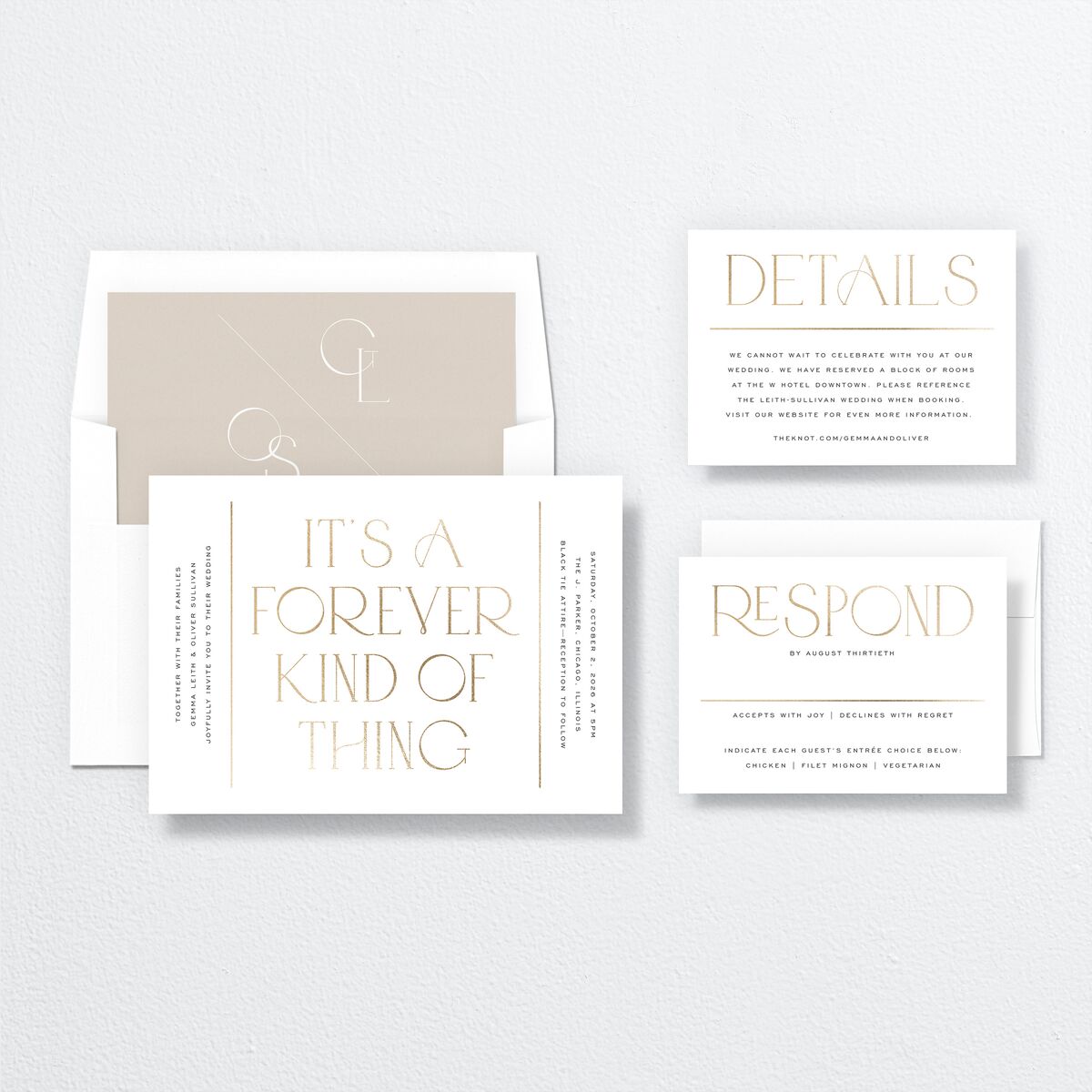Forever Thing Wedding Invitations Gold Pure White Signature No