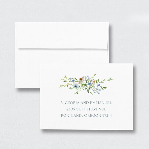 Wildflower Border Wedding Response Card Standard Envelopes White Standard Stream Return Address Signature