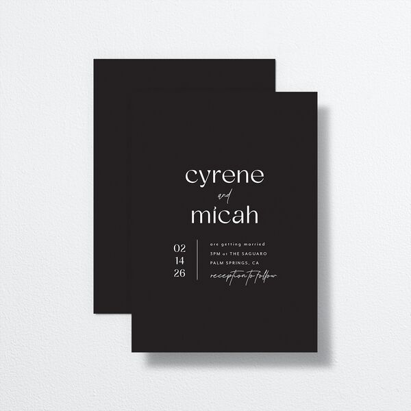 Simply Stated Wedding Invitations front-and-back in Black
