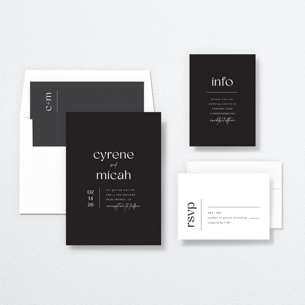 Simply Stated Wedding Invitations suite in Black