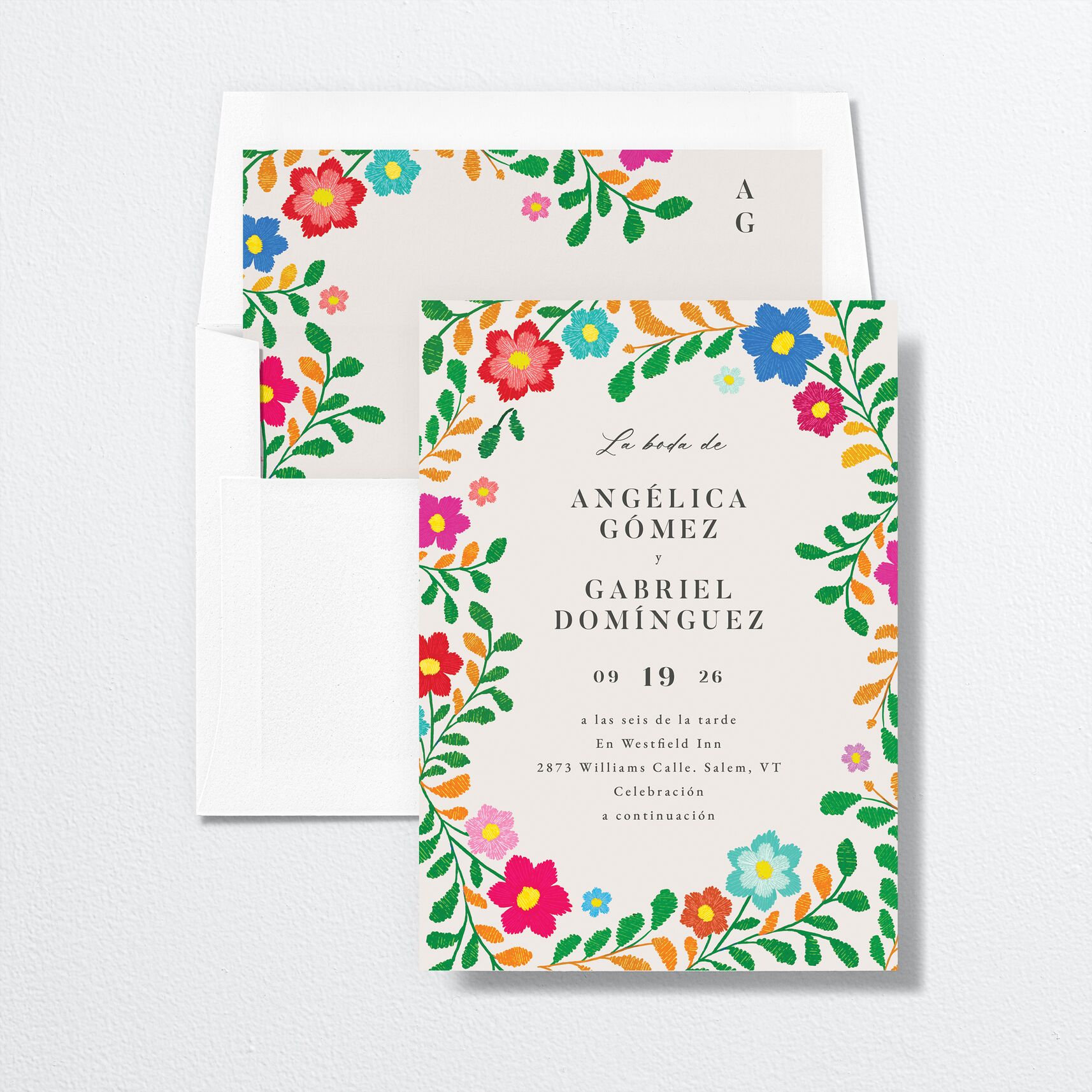 Bordados Florales Standard Envelope Liners envelope-and-liner in white