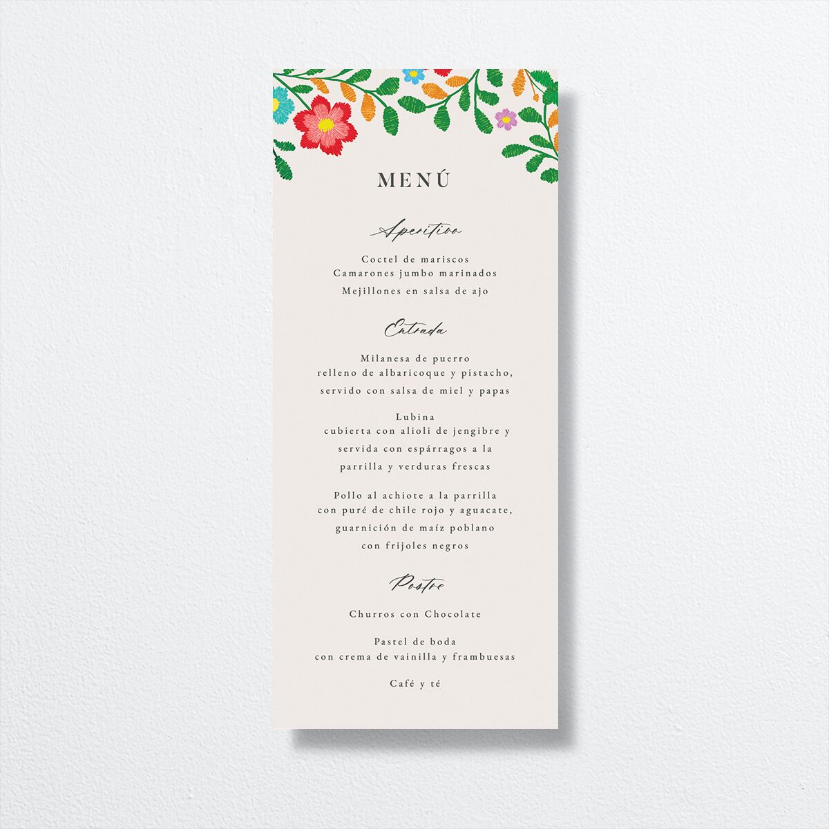 Bordados Florales Menus front