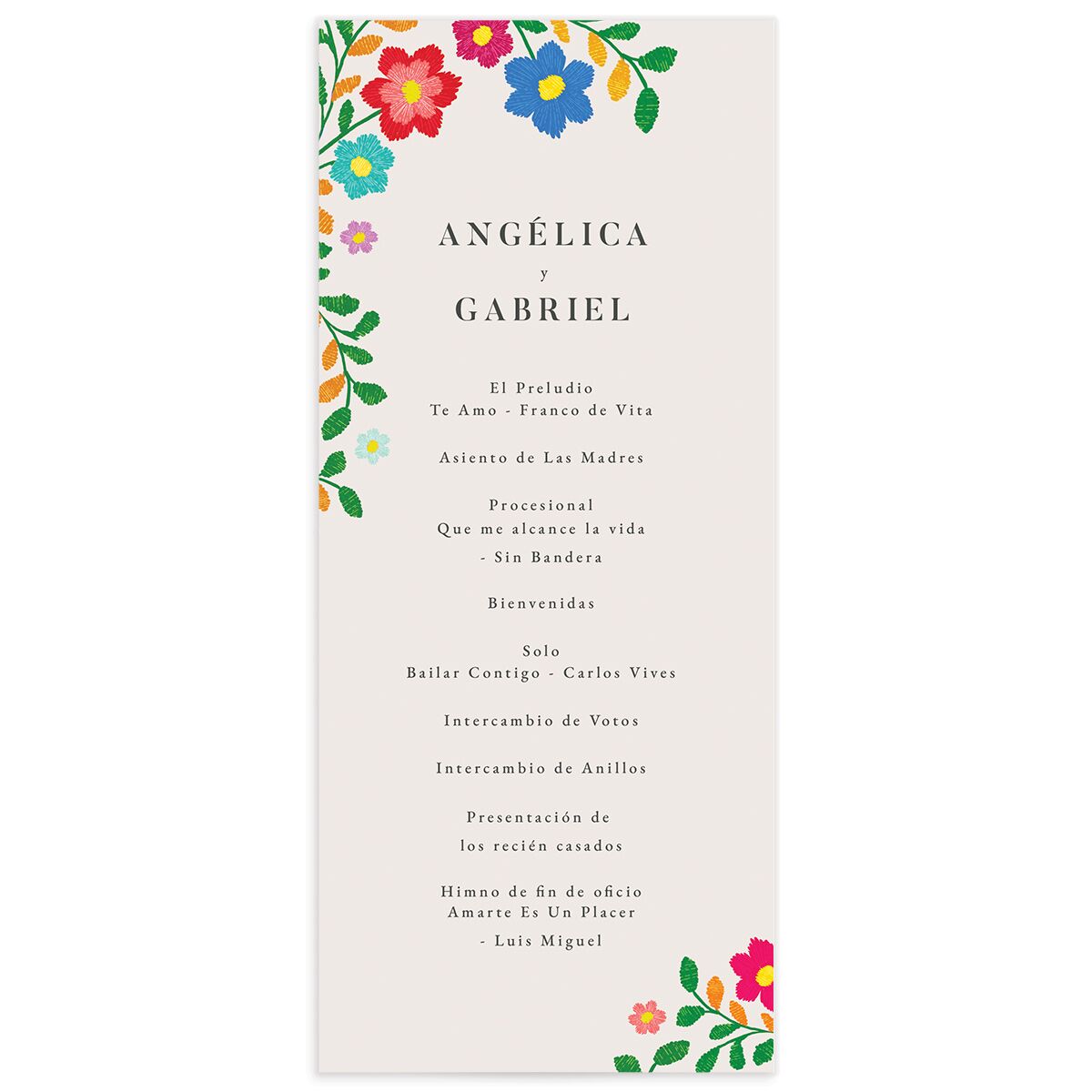 Bordados Florales Wedding Programs