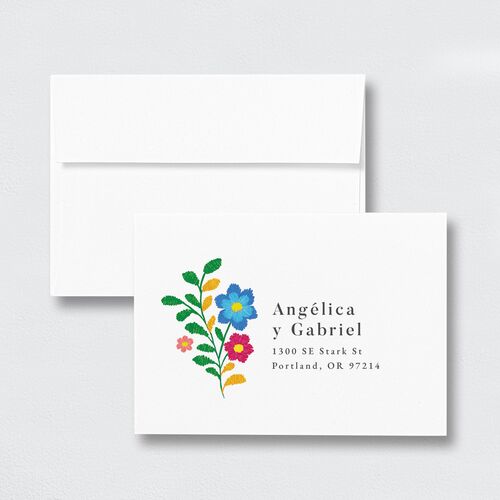 Bordados Florales Wedding Response Card Standard Envelopes White Standard Off-White Return Address