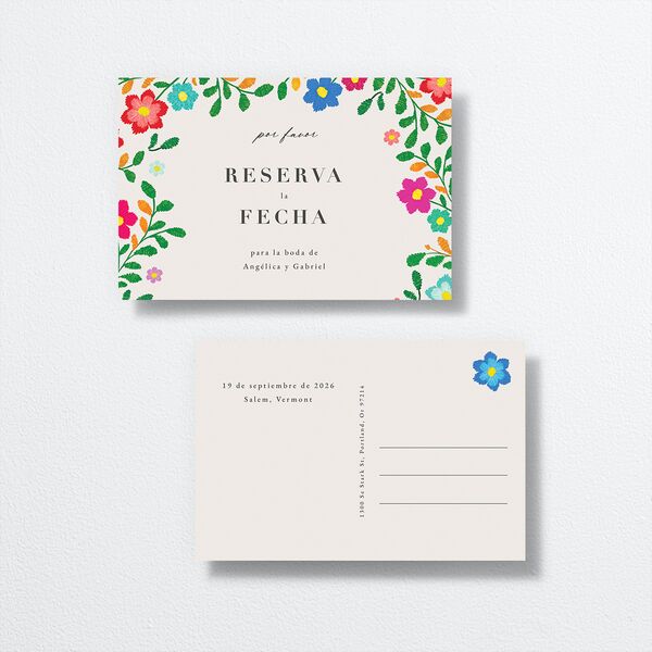 Bordados Florales Save The Date Postcards front-and-back