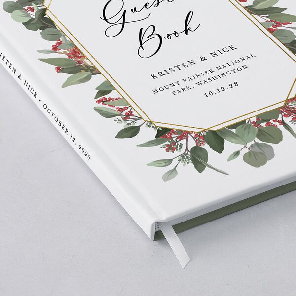 Eucalyptus Frame Wedding Guest Book Pure White