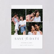 Simple Gallery Save the Date Cards French Blue Signature smooth Blank No Standard