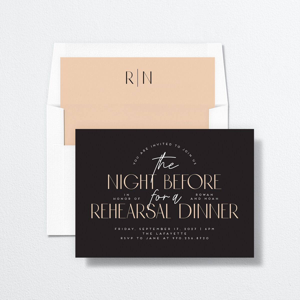 Headline Rehearsal Dinner Invitations Licorice Signature