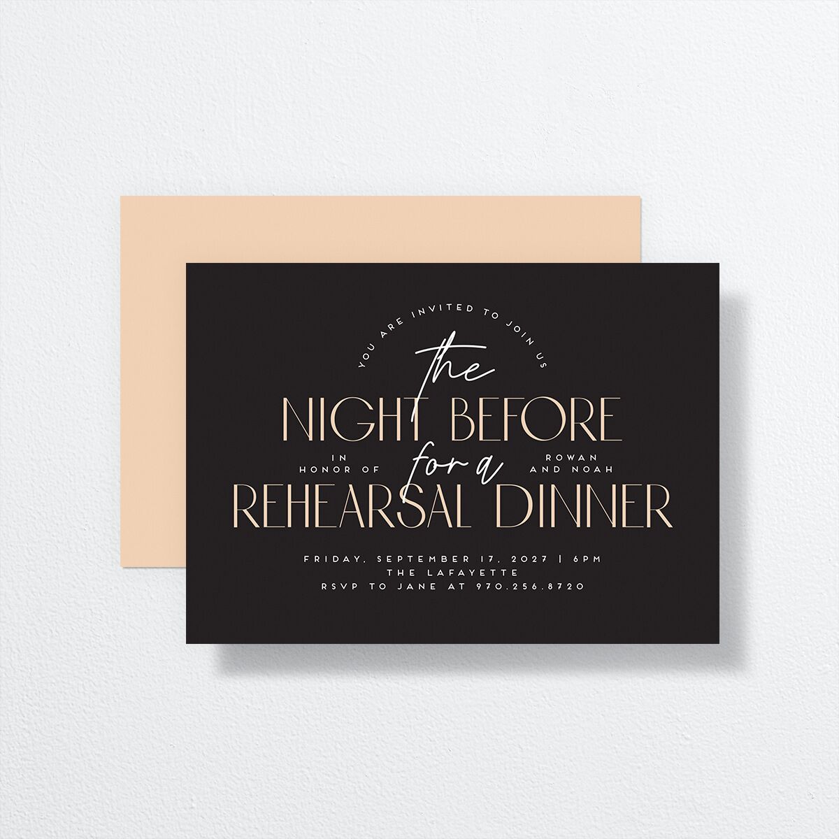 Headline Rehearsal Dinner Invitations Licorice Signature