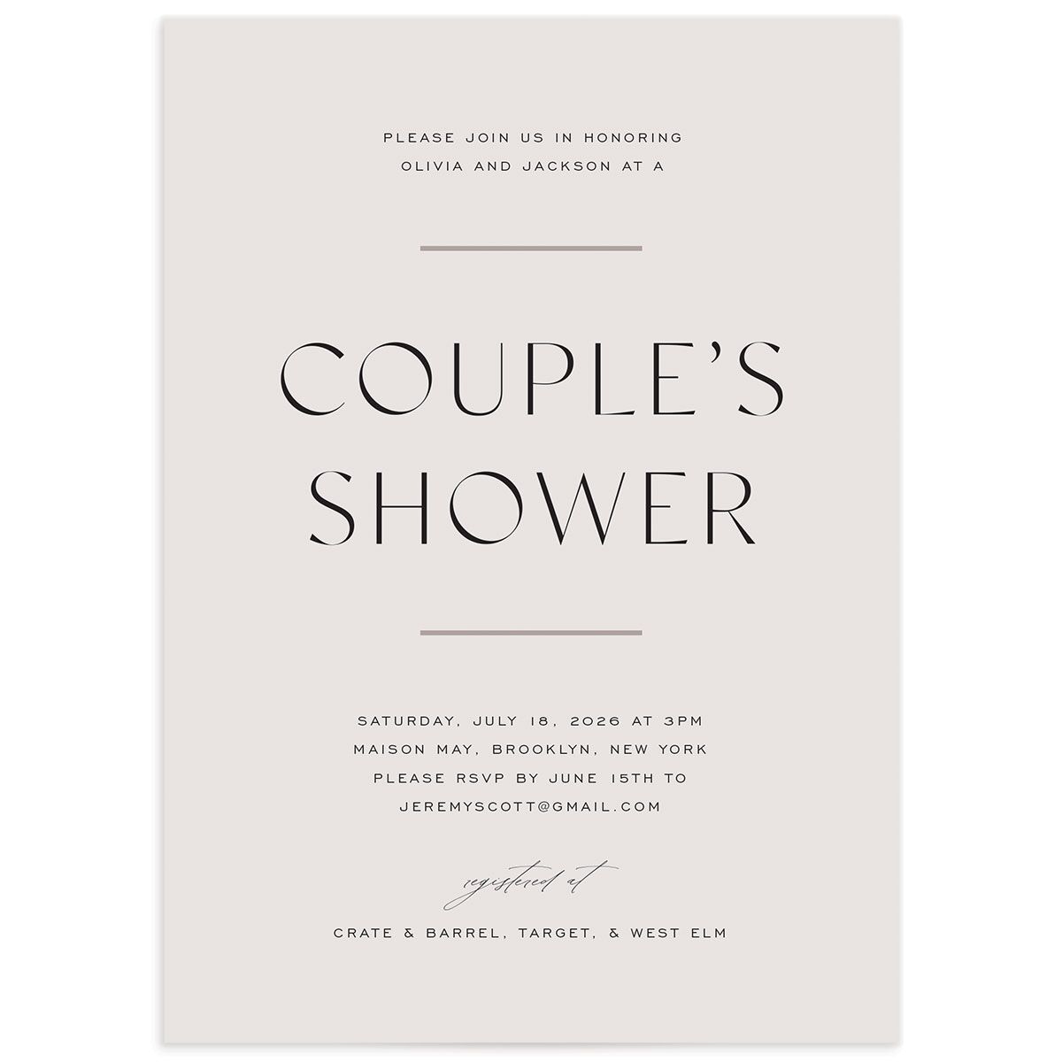 Just Us Bridal Shower Invitations