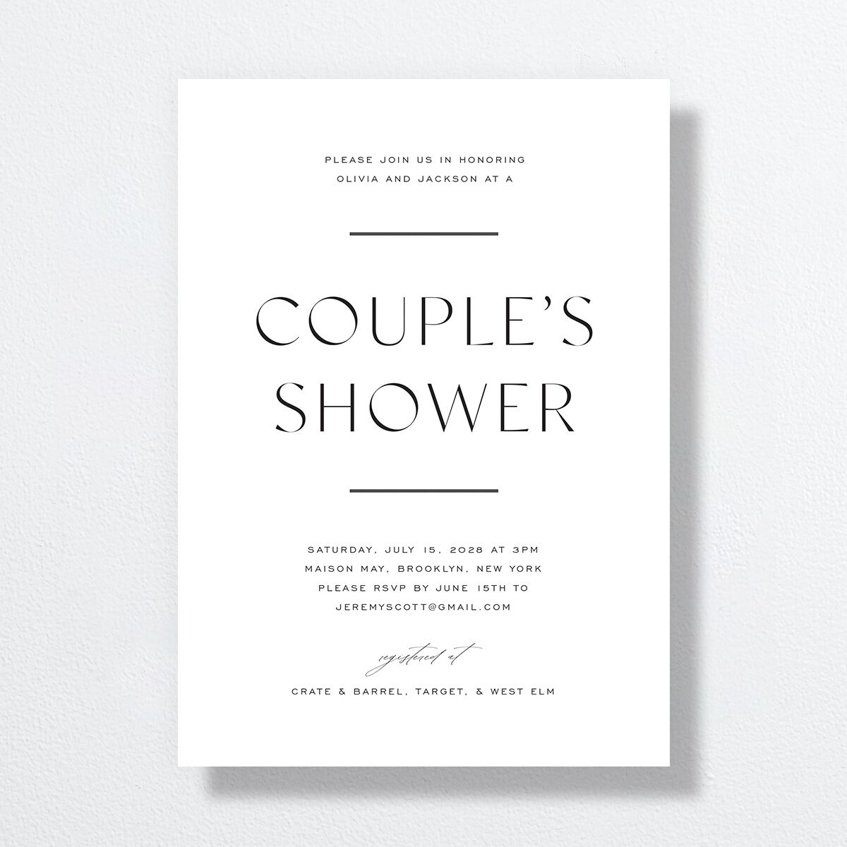 Just Us Bridal Shower Invitations Pure White Signature Standard