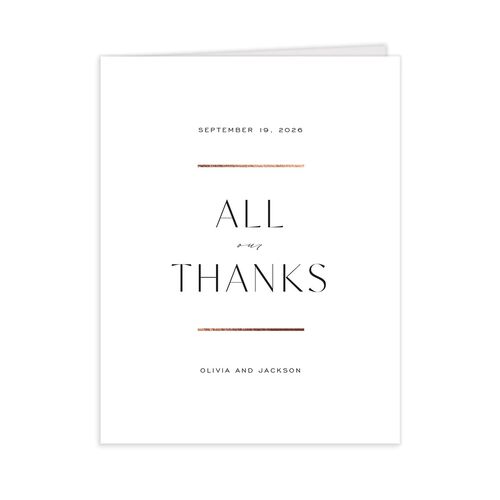 Just Us Thank You Cards Rose Gold Pure White