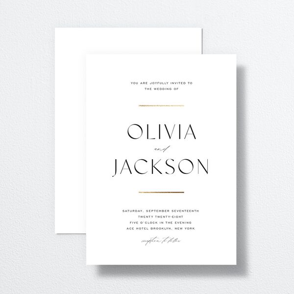 Just Us Wedding Invitations Gold Pure White Signature No Standard