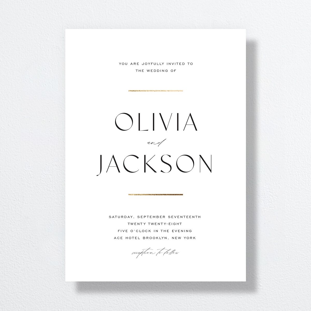 Just Us Wedding Invitations Gold Pure White Signature No Standard