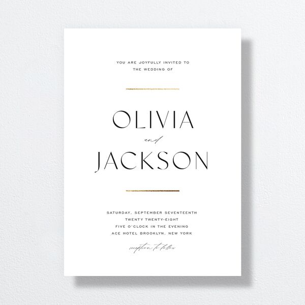 Just Us Wedding Invitations Gold Pure White Signature No Standard