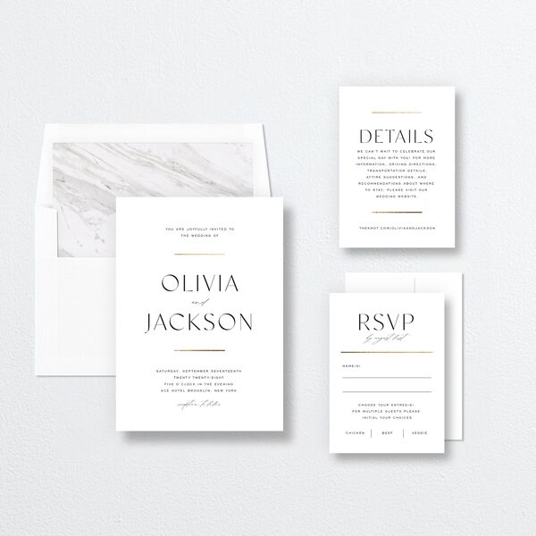 Just Us Wedding Invitations Gold Pure White Signature No Standard