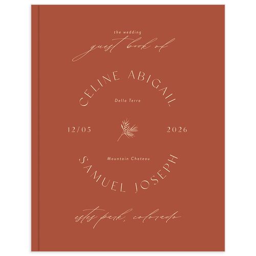 Subtle Sprig Wedding Guest Book Copper