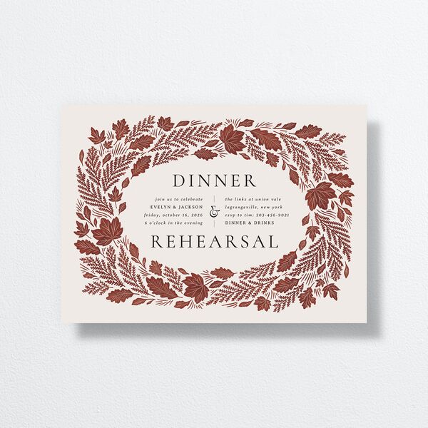 Fall Wreath Rehearsal Dinner Invitations Garnet Signature