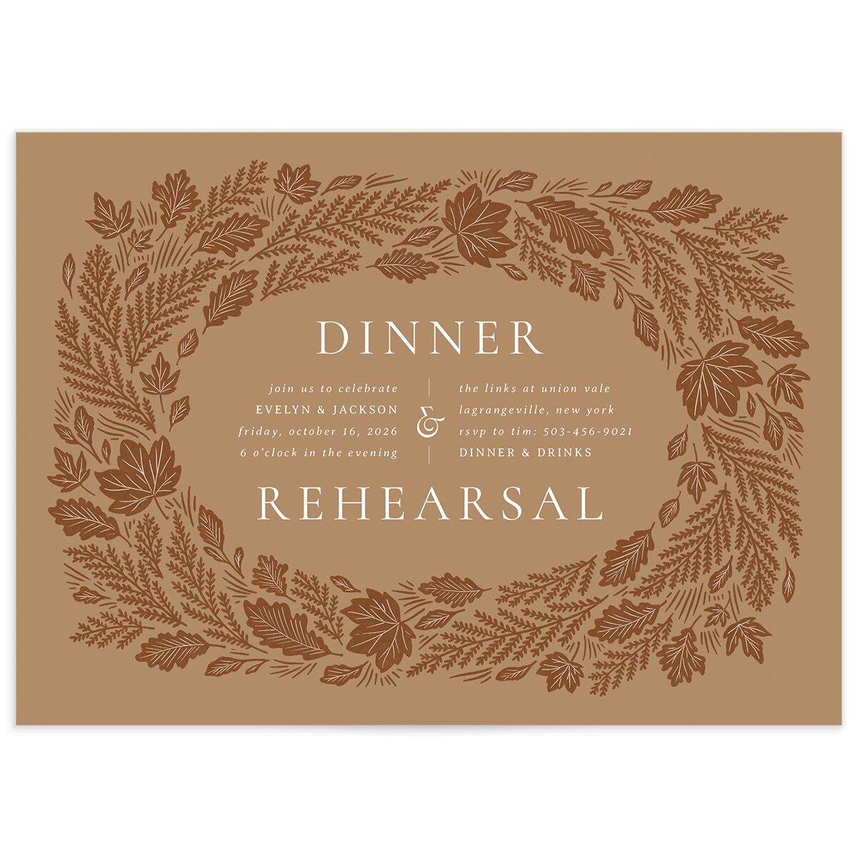 Fall Wreath Rehearsal Dinner Invitations