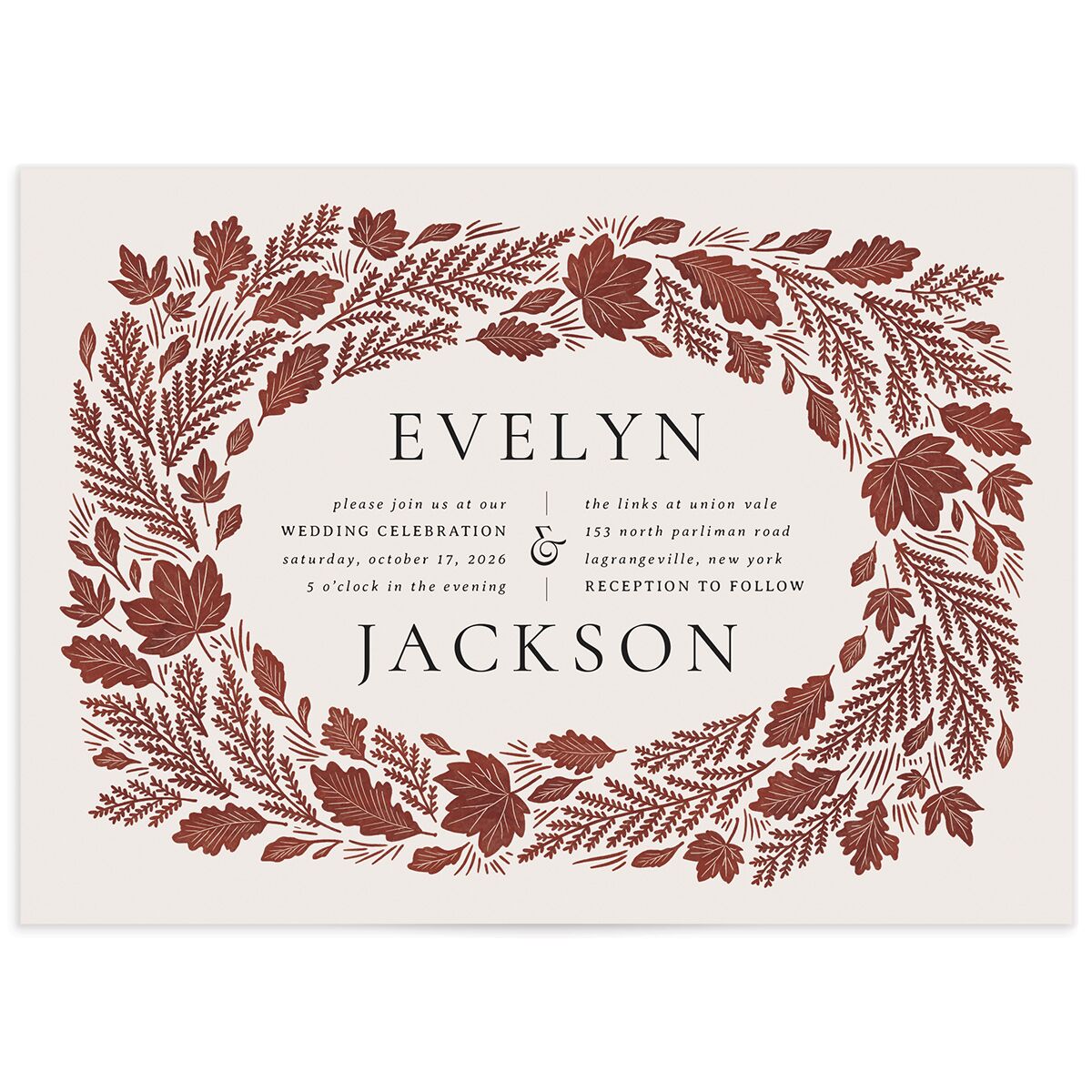 Fall Wreath Wedding Invitations