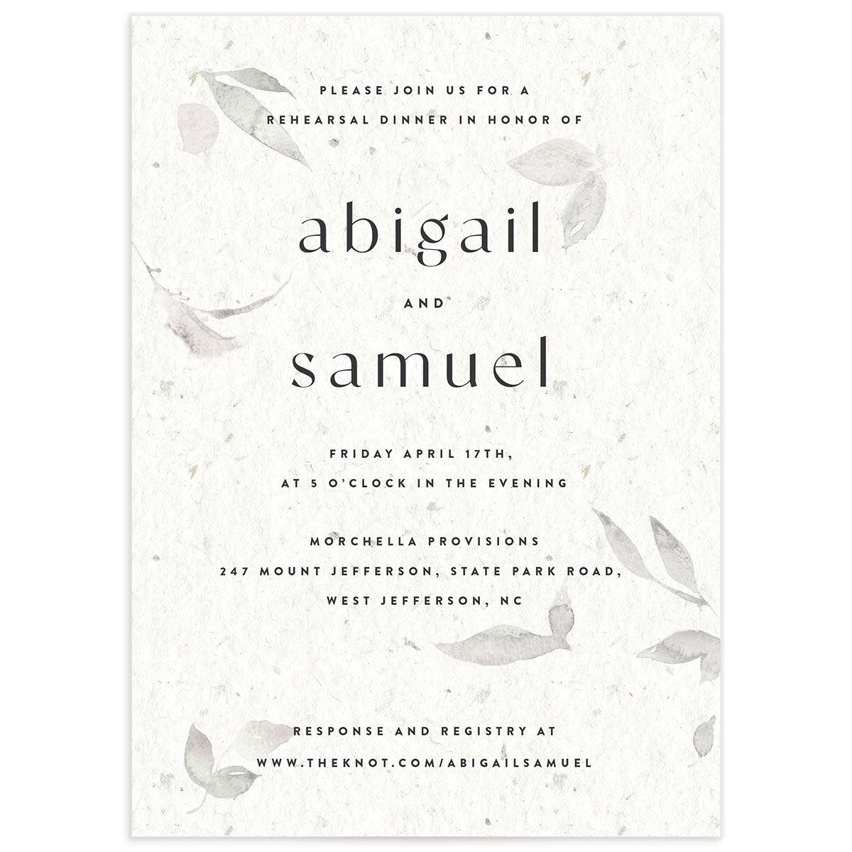 Pressed Leaves Rehearsal Dinner Invitations