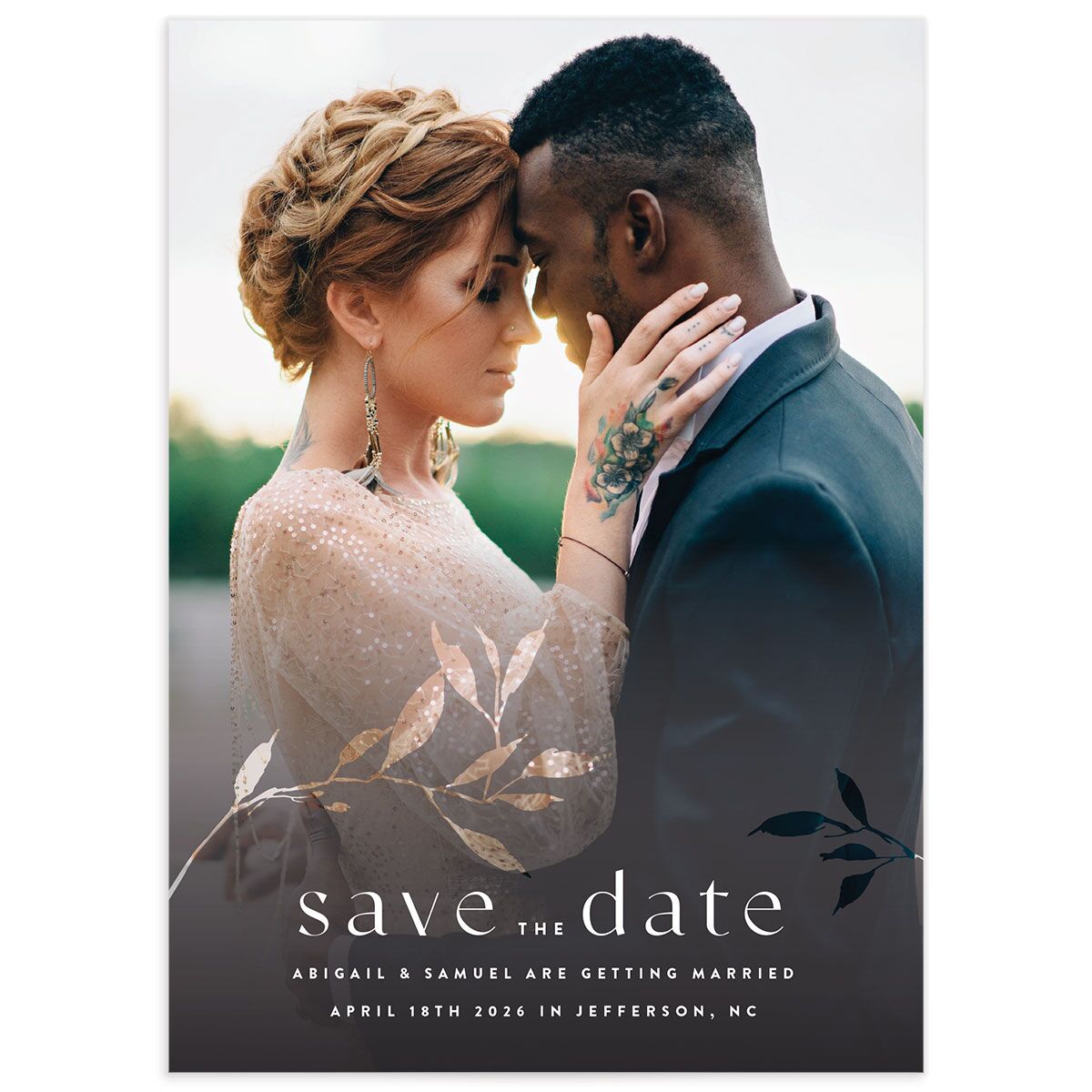 Pressed Leaves Save The Date Cards