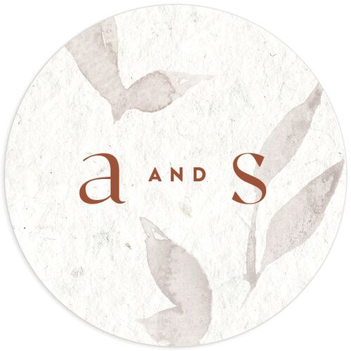 Pressed Leaves Wedding Stickers Bisque