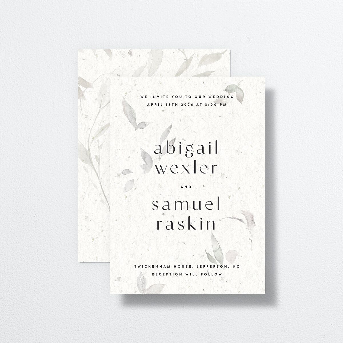Pressed Leaves Wedding Invitations Snow Signature No