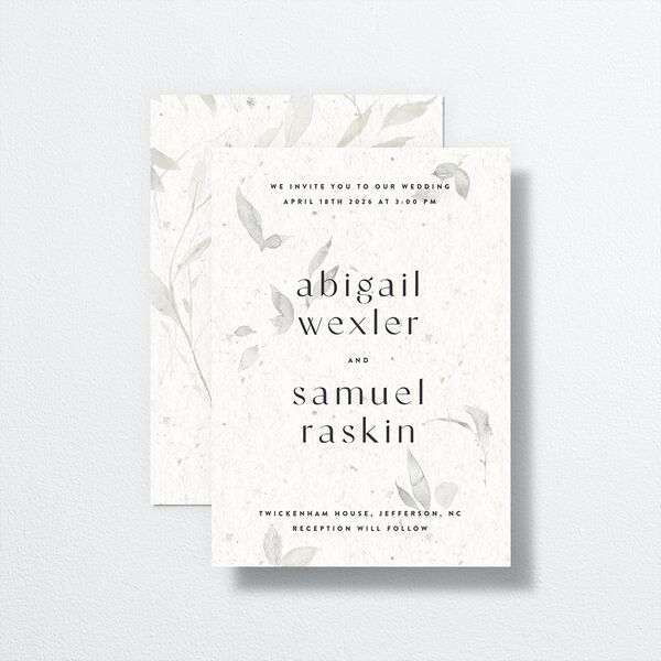 Pressed Leaves Wedding Invitations Snow Signature No