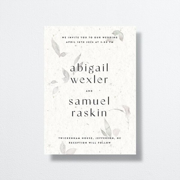 Pressed Leaves Wedding Invitations Snow Signature No