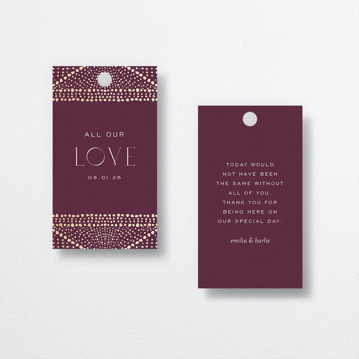 Opulent Boho Favor Gift Tags Gold Bordeaux Signature